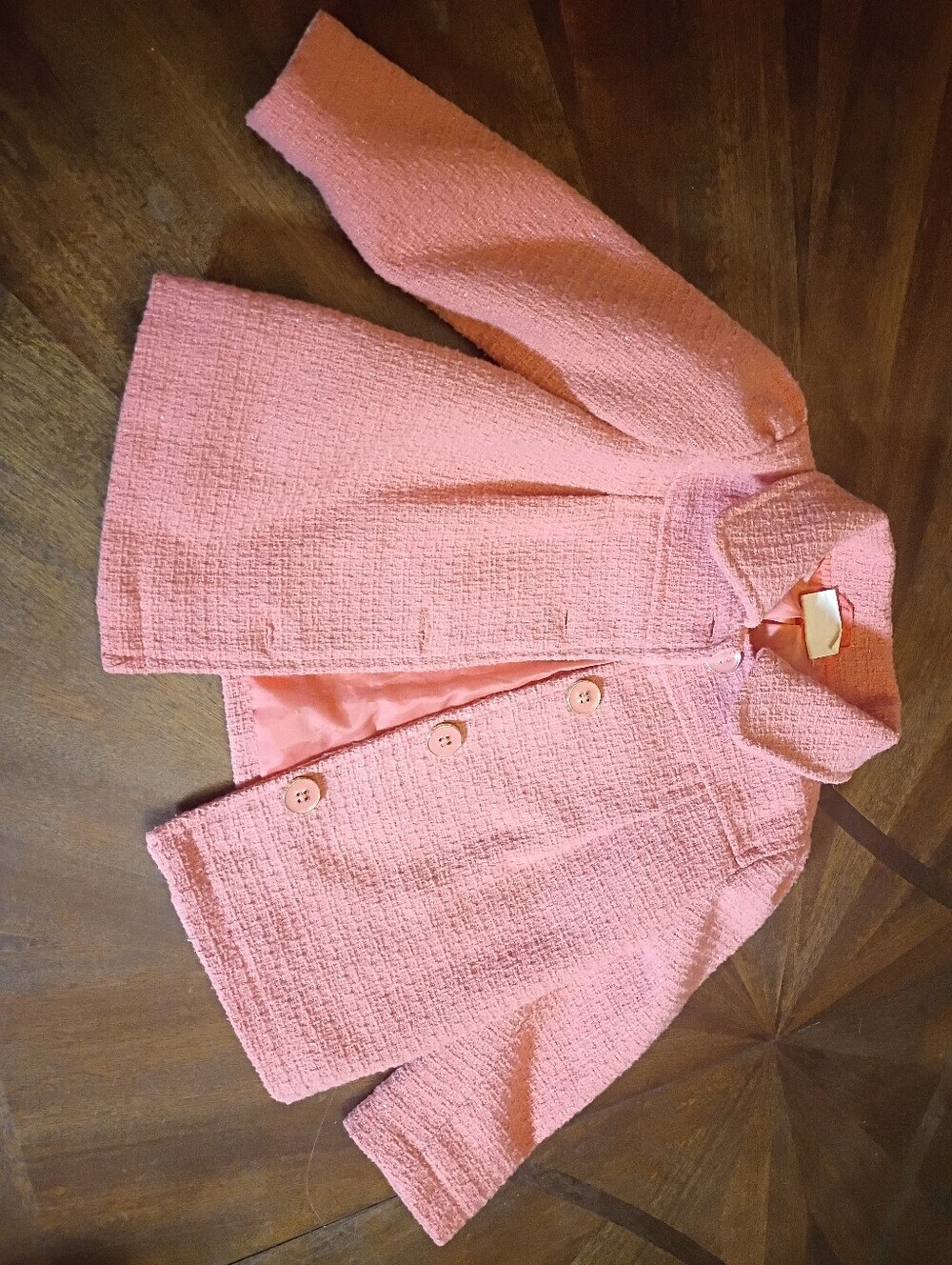 Crazy 8 Girls Pink Boucle Peacoat Jacket Size 3T Sparkle Textured Button Front